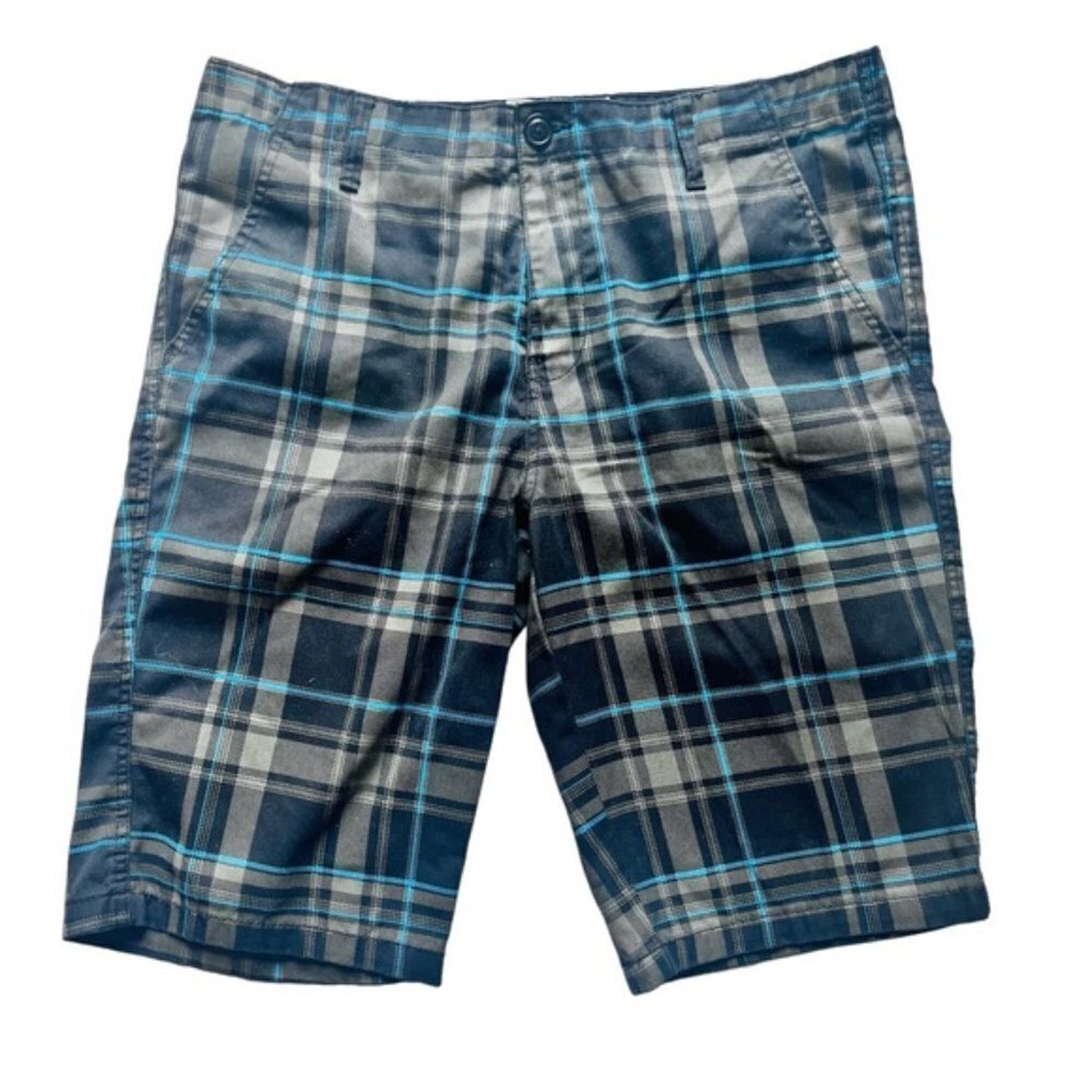 Bluenotes shorts classic flat front  plaid knee length cargo waist 38"